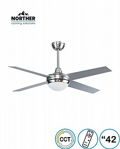 מאוורר תקרה דגם FLY 42" CCT כסוף / לבן / עץ מאוורר תקרה דגם FLY 42" CCT כסוף / לבן / עץ